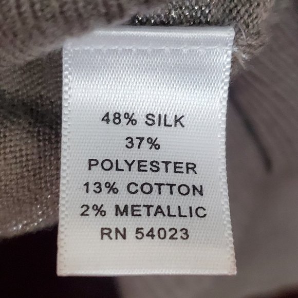 Banana Republic taupe silk blend sweater, metallic stripes, raglan sleeves - Picture 4 of 8